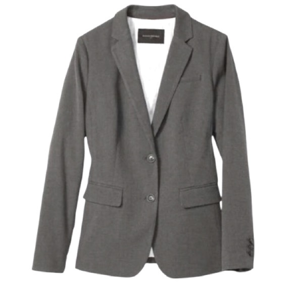 BANANA REPUBLIC | Classic Charcoal Gray Tailored Twill Suit Blazer Size 6P - Picture 2 of 9